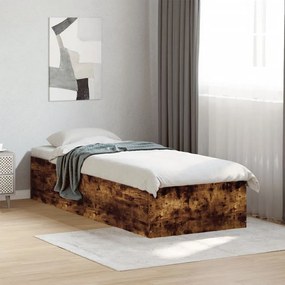 füstös tölgyszínű szerelt fa ágykeret 90 x 200 cm