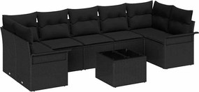 vidaXL Kerti Kanapé Szett párnával 8 pcs Fekete polirattan