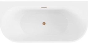 Mexen Oval+, falon álló szabadon álló kád 170 x 80 cm, fehér fényes, rézmatt túlfolyó, 52681708000-65