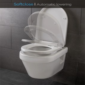 Senzano, WC-ülőke, D-alak, automatikus lecsukódás, antibakteriális, fehér