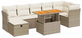 vidaXL 8 részes bézs polyrattan akácfa kerti ülőgarnitúra párnával