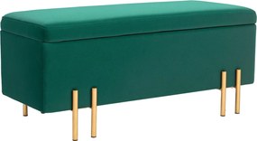 HOMCOM Kárpitozott Tárolópad, Velúr Hatású Kárpitozás, Tároló Szekrény Fém Lábakkal, Lábzsámoly a Nappaliba, Hálószobába, Előszobába 100 x 40 x 42 cm,