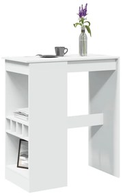fehér szerelt fa tárolórekeszes bárasztal 90 x 47,5 x 103,5 cm