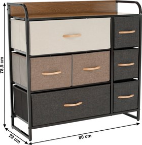Komód szövet fiókokkal, bézs/barna, HAZEL TYP 3