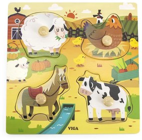 Gyermek fa puzzle Viga Farm 4 db