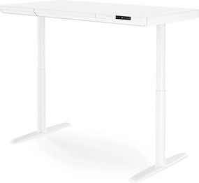 Elektromos ülő-álló íróasztal fiókkal és Qi vezeték nélküli töltővel fehér, 1400 mm: ELLIS