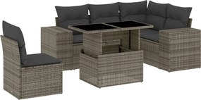 vidaXL 6 részes szürke polyrattan kerti ülőgarnitúra párnákkal