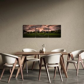 Tájkép templommal (órával) (90x30 cm)
