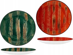 Ebédlő tányér nagy porcelán piros zöld kerek 28 cm