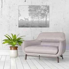 Üveg kép - rét szarvasokkal (70x50 cm)