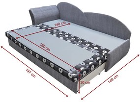 AGA kinyitható kanapé, 200x80x75 cm, sötétszürke + világosszürke, (alova 36/alova 10), balos