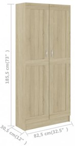 sonoma tölgy színű szerelt fa könyvszekrény 82,5x30,5x185,5 cm