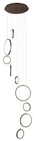 Design függőlámpa sötét bronz 9-lámpás LED-del, 3 lépésben dimmelhető - Vide Anella
