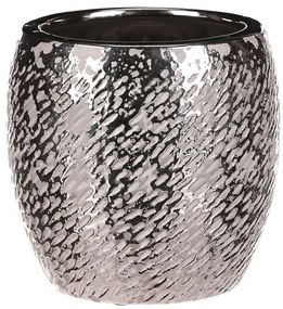 Kerámia virágcserép-burkolat, ezüst Silver, átmérő17 cm, ezüst