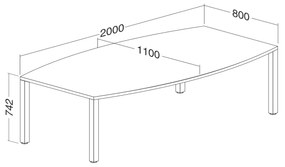 ProOffice tárgyalóasztal 200 x 110 cm, cseresznye