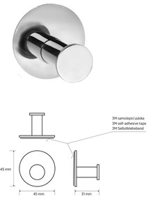 Sapho XR219 X-Round öntapadós horog, rozsdamentes acél