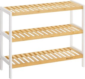 Cipőtartó, 3 szintes bambusz polc, tároló polc 70 x 26 x 55 cm