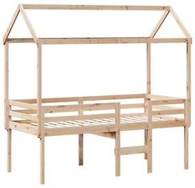 tömör fenyőfa magasított ágy tetővel 90 x 200 cm
