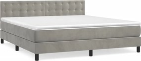 vidaXL világosszürke bársony rugós ágy matraccal 180x200 cm