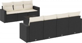 vidaXL 8 részes fekete polyrattan kerti ülőgarnitúra párnákkal