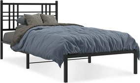 vidaXL fekete fém ágykeret fejtámlával 100 x 190 cm