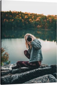 Vászonkép Emberek Nő fényképezőgéppel 80x120 cm