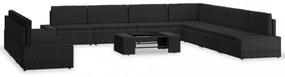10 részes fekete polyrattan kerti ülőgarnitúra