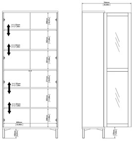 Fekete-natúr színű tálalószekrény diófa dekorral 89x203x36 cm Roomers – Tvilum