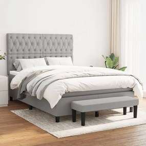 Világosszürke szövet rugós ágy matraccal 140 x 190 cm