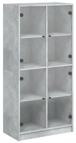 betonszürke szerelt fa magasszekrény ajtókkal 68x37x142 cm