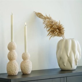 Gyertyatartó, cement, natúr, 2db