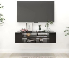 fekete szerelt fa függő TV-szekrény 100 x 30 x 26,5 cm