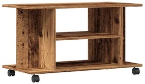 antik fa színű szerelt fa TV-szekrény görgőkkel 80 x 40 x 45 cm