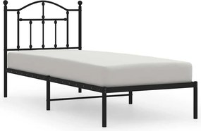 vidaXL fekete fém ágykeret fejtámlával 80 x 200 cm