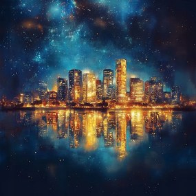 Vászonkép Canvas Város Éjszaka Csillagok Felhőkarcolók New York Usa 40x40