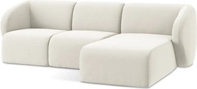 Bézs bársony sarokkanapé (jobb oldali-heverő résszel) Lani – Makamii