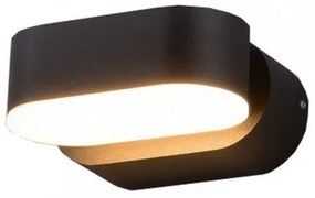 LED lámpatest , oldalfali , kerek , forgatható 355°-ban , 6W , meleg fehér , fekete , kültéri , IP44