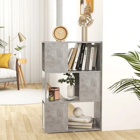 betonszürke szerelt fa térelválasztó könyvszekrény 60x24x94 cm