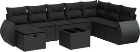 vidaXL 9 részes fekete polyrattan kerti ülőgarnitúra párnákkal