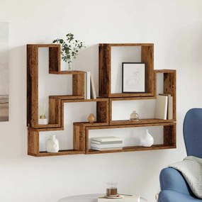 Fal Cube polcokkal Egyéb Régi fa 96 x 12 x 64 cm Faanyag