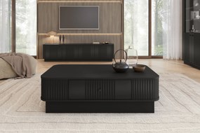 Vesper dohányzóasztal 103x60 cm fiókkal, lábazaton - fekete / fekete fogantyú