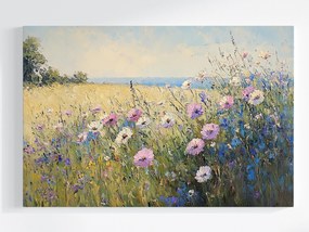 Vászonkép Canvas Kilátás Tájkép Rét Mező Virágok Nyár Természet 120x80