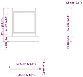 mosogatógép panel Porto régi fa 60x1,5x67 cm műanyag fa