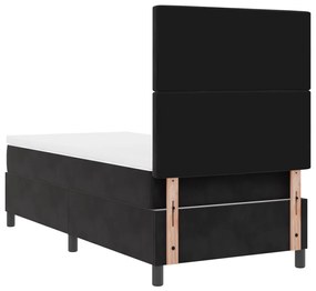 Ágykeret Matraccal és LED Fényekkel Fekete 100x200 cm Bársonyos