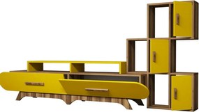 TV-szekrény Flora S Yellow and Walnut