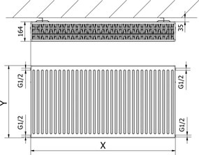 Mexen C33, panelradiátor 500 x 600 mm, oldalcsatlakozás, 1213 W, fehér, W433-050-060-00