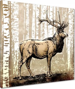 Vászonkép 90x90 Szarvas Nyírfa Erdő