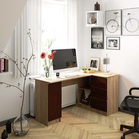 Sarok PC asztal Bevin (szonoma tölgy + wenge) (J). 1069142
