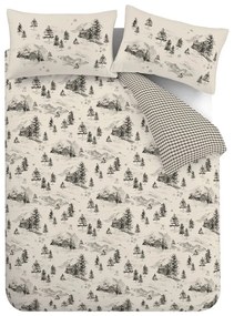 Bézs kétszemélyes-hosszabbított flanel ágyneműhuzat 230x220 cm Alpine Vilage – Catherine Lansfield