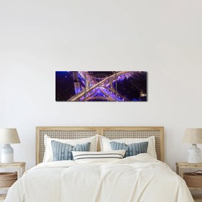 Egy kép egy nagy kereszteződésről éjjel (órával) (90x30 cm)